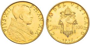100 Lira Vatican (1926-) Gold Pope Pius XII  (1876 - 1958)