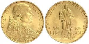 100 Lira Vatikan (1926-) Gold Pope Pius XI (1857 - 1939)