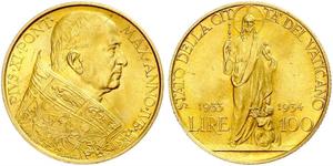 100 Lira Vatikan (1926-) Gold Pope Pius XI (1857 - 1939)