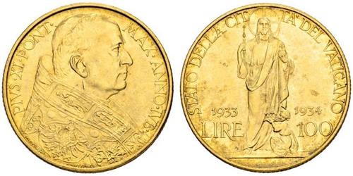 100 Lira Vatikan (1926-) Gold Pope Pius XI (1857 - 1939)