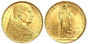 100 Lira Vatican (1926-) Or Pope Pius XI (1857 - 1939)