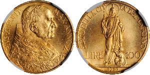 100 Lira Vatican (1926-) Or Pope Pius XI (1857 - 1939)