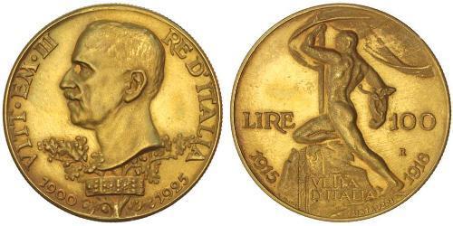 100 Lira Kingdom of Italy (1861-1946) Oro Vittorio Emanuele III (1869 - 1947)