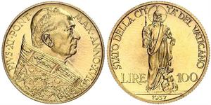 100 Lira Vatican (1926-) Oro Pope Pius XI (1857 - 1939)