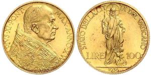 100 Lira Vatican (1926-) Oro Pope Pius XI (1857 - 1939)