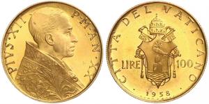 100 Lira Vaticano (1926-) Oro Papa Pio XII (1876 - 1958)