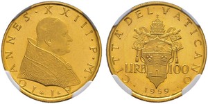 100 Lira Vaticano (1926-) Oro Papa Giovanni XXIII