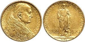 100 Lira Vaticano (1926-) Oro Pope Pius XI (1857 - 1939)