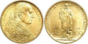 100 Lira Vaticano (1926-) Oro Pope Pius XI (1857 - 1939)