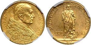 100 Lira Vaticano (1926-) Oro Pope Pius XI (1857 - 1939)