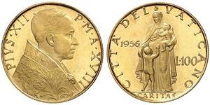100 Lira Vaticano (1926-) Oro Papa Pio XII (1876 - 1958)