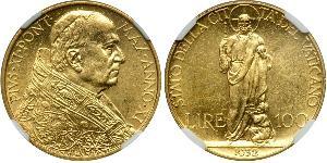 100 Lira Vaticano (1926-) Oro Pope Pius XI (1857 - 1939)
