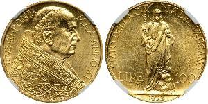 100 Lira Vaticano (1926-) Oro Pope Pius XI (1857 - 1939)