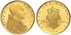 100 Lira Vaticano (1926-) Oro Papa Pio XII (1876 - 1958)