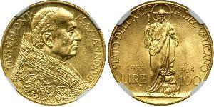 100 Lira Vaticano (1926-) Oro Pope Pius XI (1857 - 1939)