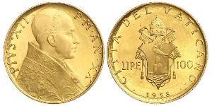 100 Lira Vaticano (1926-) Oro Papa Pio XII (1876 - 1958)