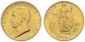 100 Lira Italie Platine/Or Vittorio Emanuele III (1869 - 1947)