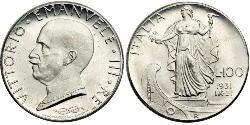 100 Lira Kingdom of Italy (1861-1946) Platinum Vittorio Emanuele III (1869 - 1947)