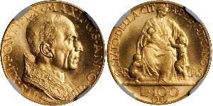 100 Lira 梵蒂冈 金 Pope Pius XII  (1876 - 1958)