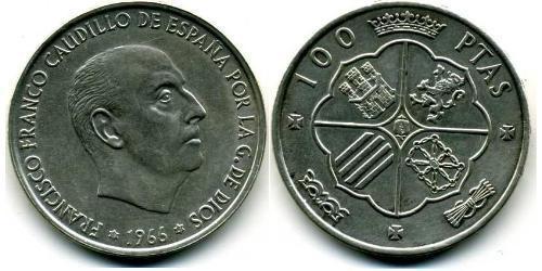 100 Peseta Francoist Spain (1936 - 1975) Argento Francisco Franco(1892 – 1975)