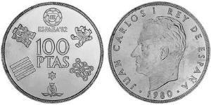 100 Peseta Royaume d’Espagne (1976 - ) Cuivre/Nickel Juan Carlos I (1938 - )