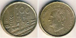 100 Peseta Reino de España (1976 - ) Níquel/Cobre Juan Carlos I (1938 - )