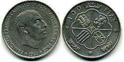 100 Peseta Dictadura de Francisco Franco (1936 - 1975) Plata Francisco Franco(1892 – 1975)