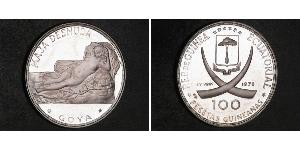 100 Peseta Equatorial Guinea Silber 