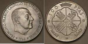 100 Peseta Francoist Spain (1936 - 1975) Silver Francisco Franco (1892 – 1975)