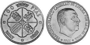 100 Peseta Francoist Spain (1936 - 1975) Silver Francisco Franco (1892 – 1975)