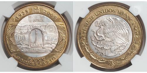 100 Peso Messico Argento 