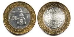 100 Peso United Mexican States (1867 - ) Bimetal 