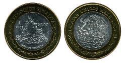 100 Peso United Mexican States (1867 - ) Bimetal 