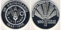 100 Peso Uruguay (1825 - ) Silver 