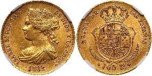 100 Real España Oro Isabella II of Spain (1830- 1904)