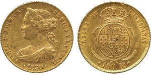 100 Real 西班牙 金 Isabella II of Spain (1830- 1904)