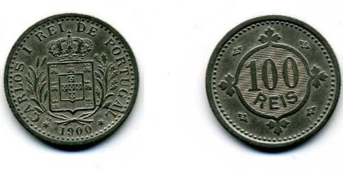 100 Reis Reino de Portugal (1139-1910) Níquel/Cobre Carlos I de Portugal (1863-1908)