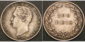100 Reis Reino de Portugal (1139-1910) Plata Luis I of Portugal (1838 -1889)