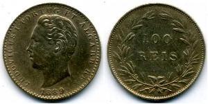100 Reis Reino de Portugal (1139-1910) Plata Luis I of Portugal (1838 -1889)