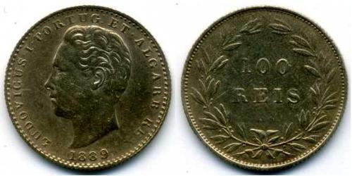 100 Reis Reino de Portugal (1139-1910) Plata Luis I of Portugal (1838 -1889)