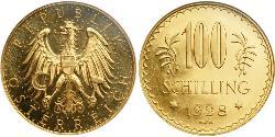 100 Shilling Geschichte Österreichs (1918-1934) Gold 