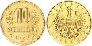 100 Shilling Geschichte Österreichs (1918-1934) Gold 