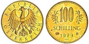 100 Shilling Geschichte Österreichs (1918-1934) Gold 