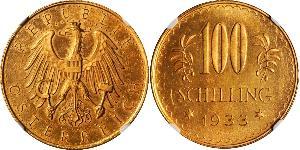 100 Shilling Geschichte Österreichs (1918-1934) Gold 