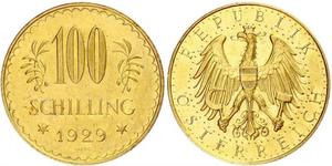 100 Shilling Geschichte Österreichs (1918-1934) Gold 