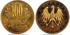 100 Shilling Geschichte Österreichs (1918-1934) Gold 