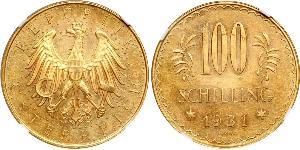 100 Shilling Geschichte Österreichs (1918-1934) Gold 