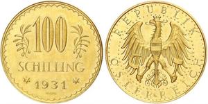 100 Shilling Geschichte Österreichs (1918-1934) Gold 