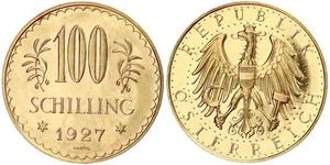 100 Shilling Geschichte Österreichs (1918-1934) Gold 