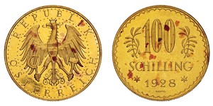 100 Shilling Geschichte Österreichs (1918-1934) Gold 
